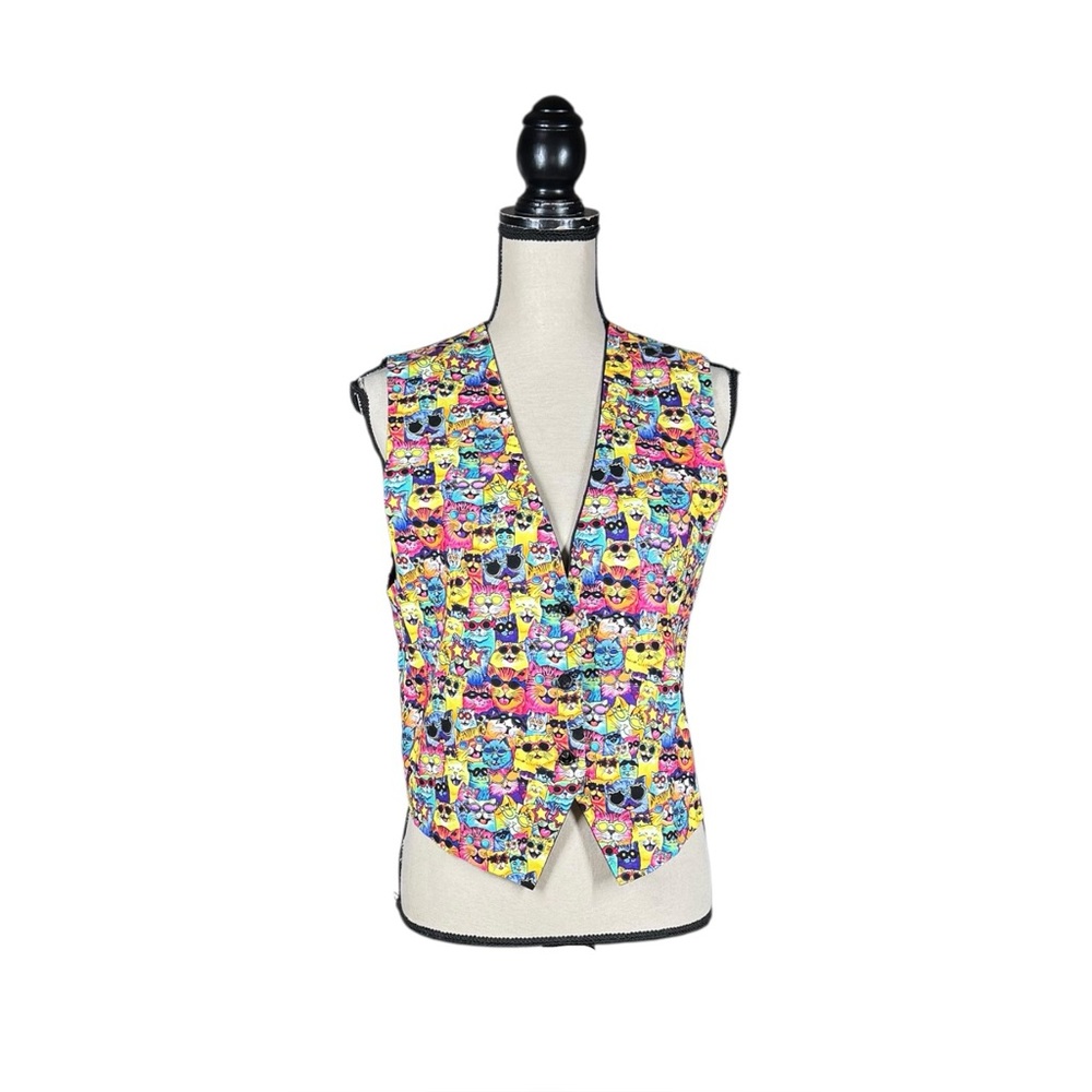 Vintage Paul Harris Design Cat Print Vest